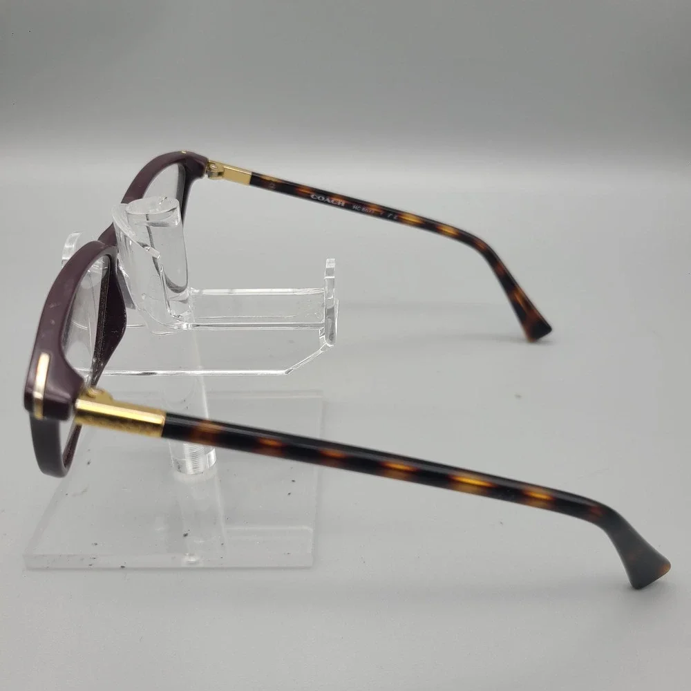 Coach HC 6077 Eyeglasses Purple Dark Tortoise Gold Logo Rectangular Frames 51-15
